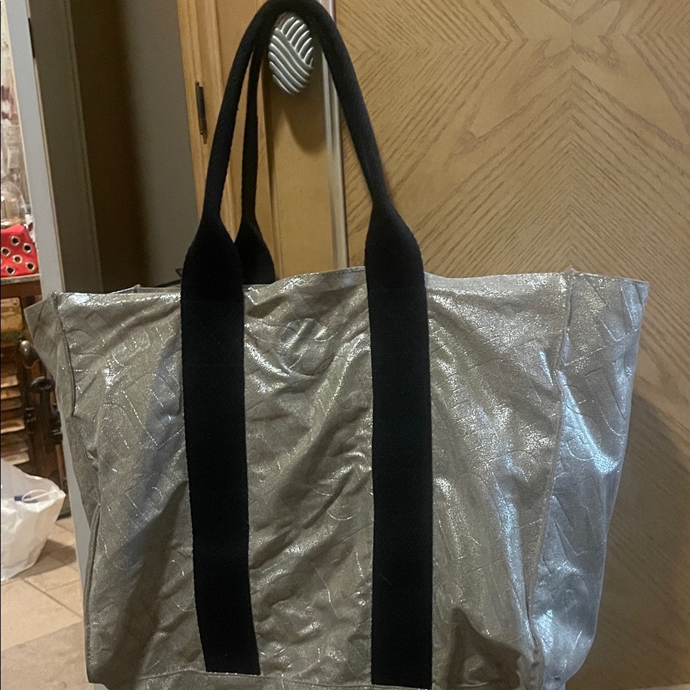 Gold and black tote bag